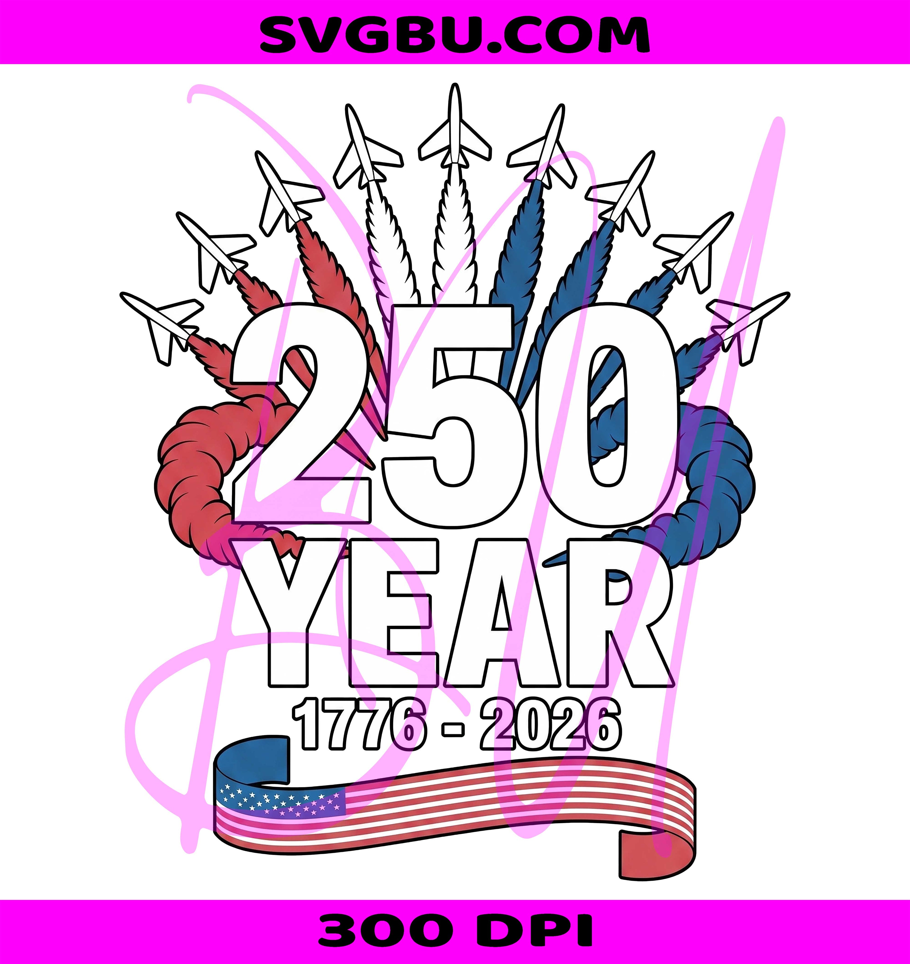 America 250 Years 1776 2026 PNG, Patriotic Air Show Jet PNG
