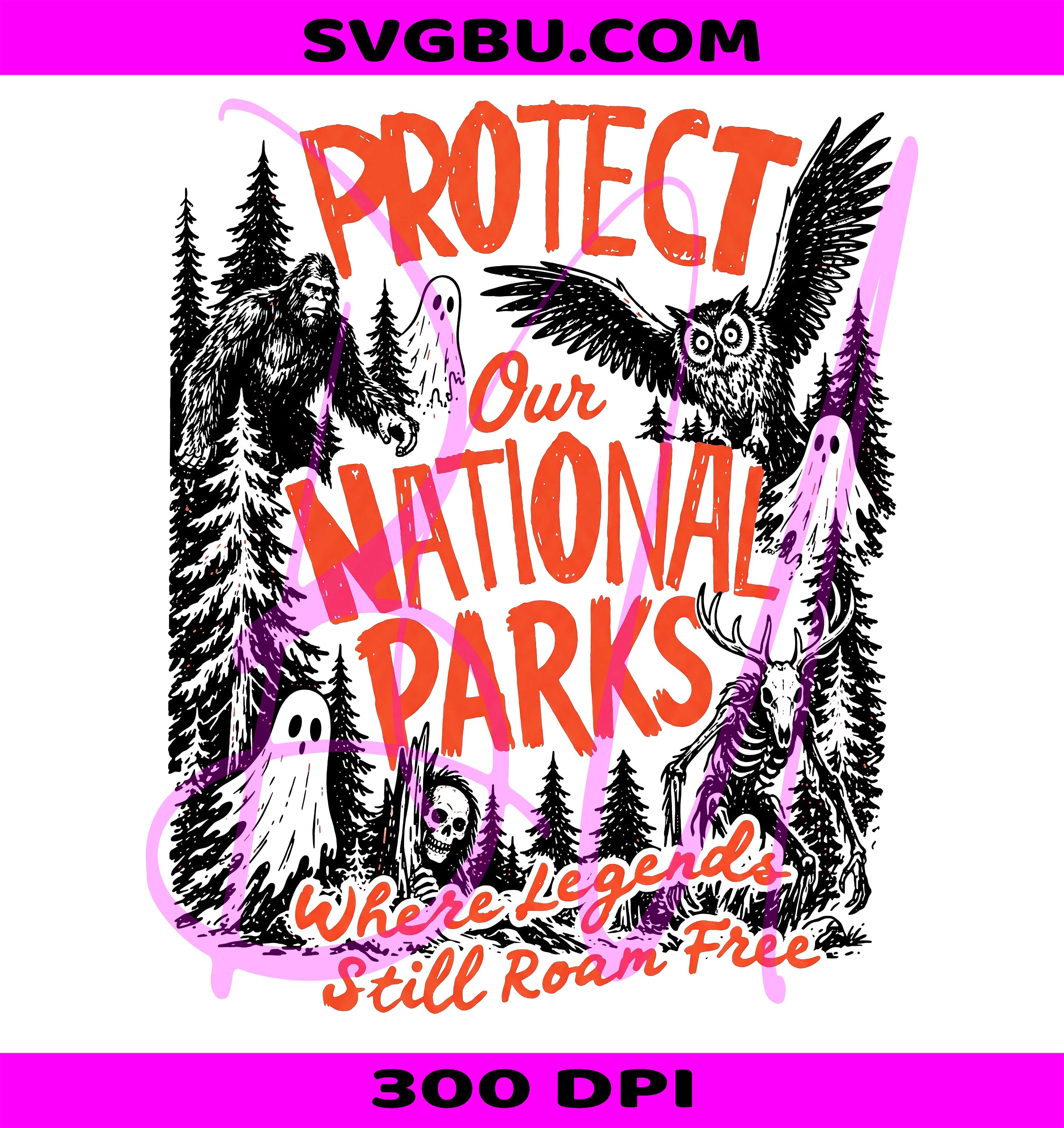 Protect National Parks PNG, Funny Halloween PNG, Retro Spooky PNG