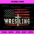 Wrestling Patriotic American Flag PNG, Cross Christian Wrestler PNG