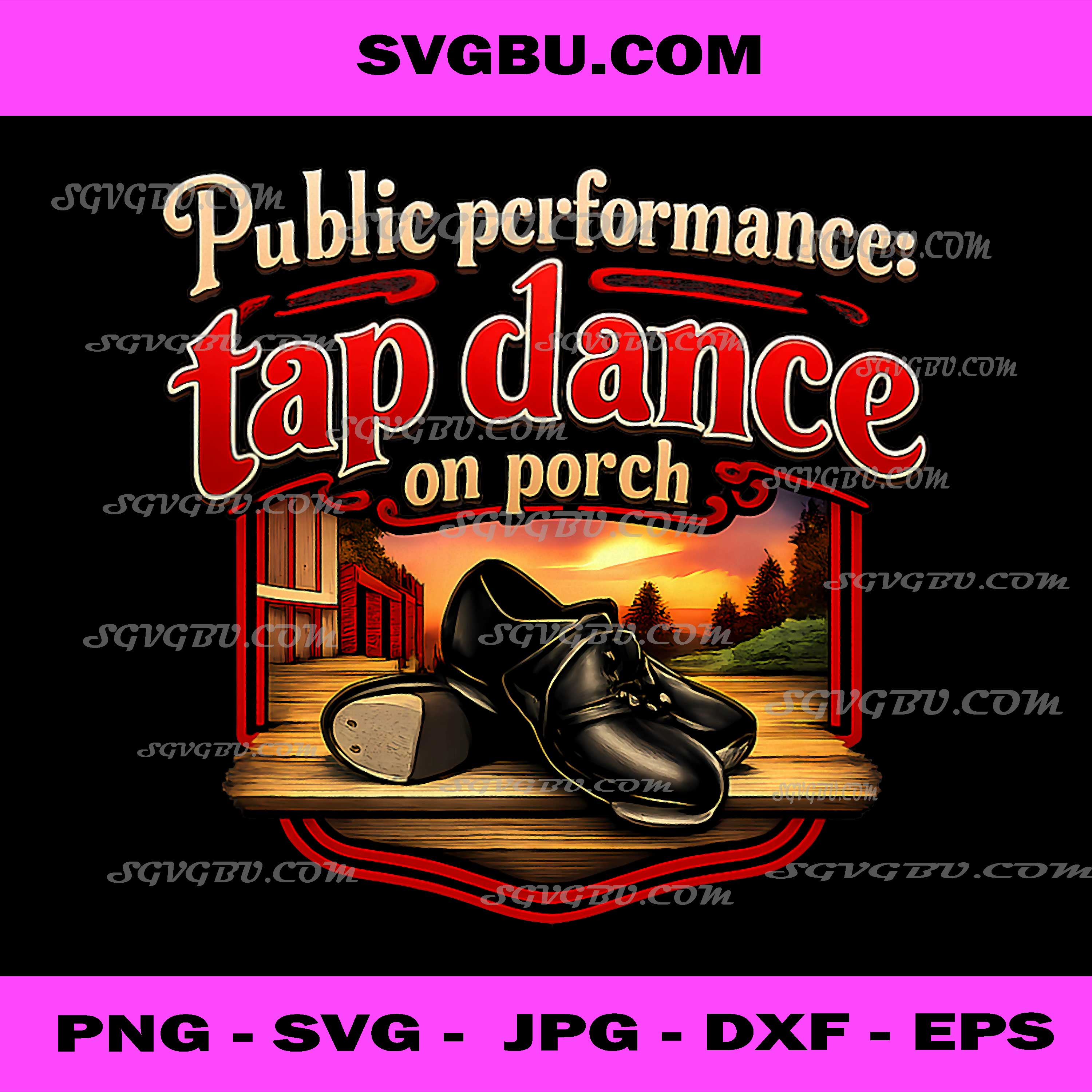 Public Performance Tap Dance On Porch PNG, Vintage Dancer Art PNG