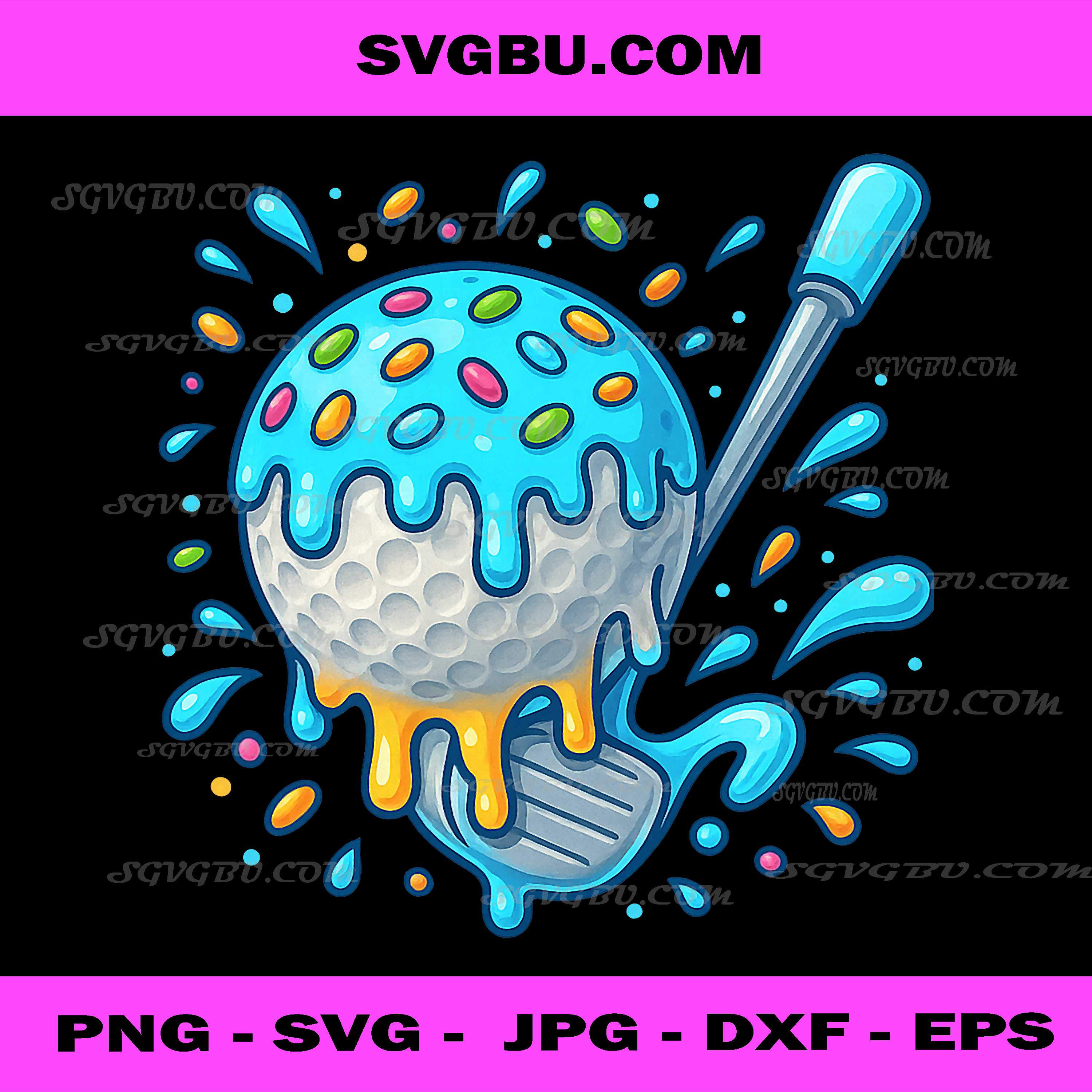 Ice Cream Golf Ball PNG, Funny Golfing Art PNG, Dessert Sports PNG