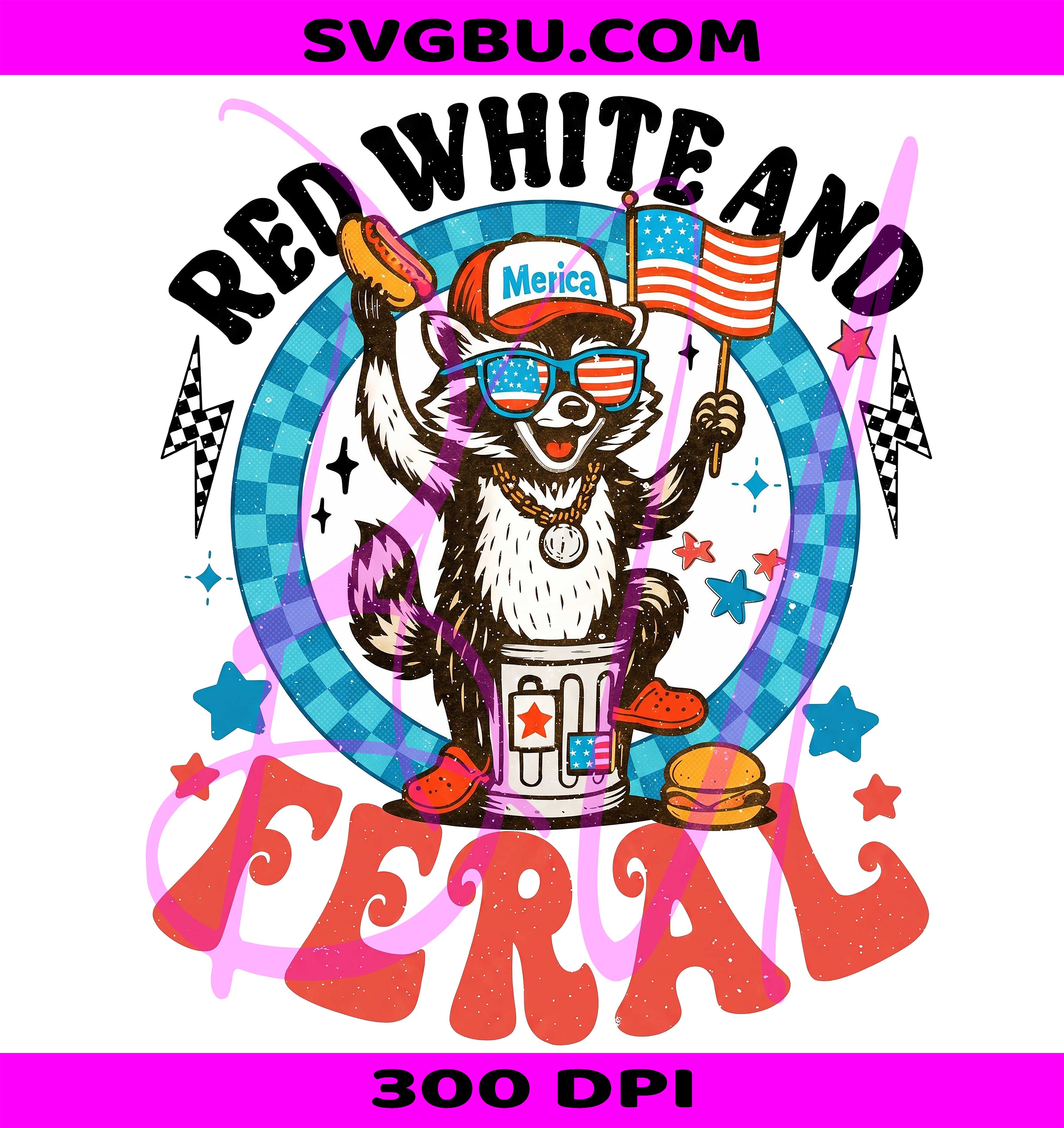 Red White And Feral PNG, Patriotic Raccoon PNG, American Girl Checkered PNG