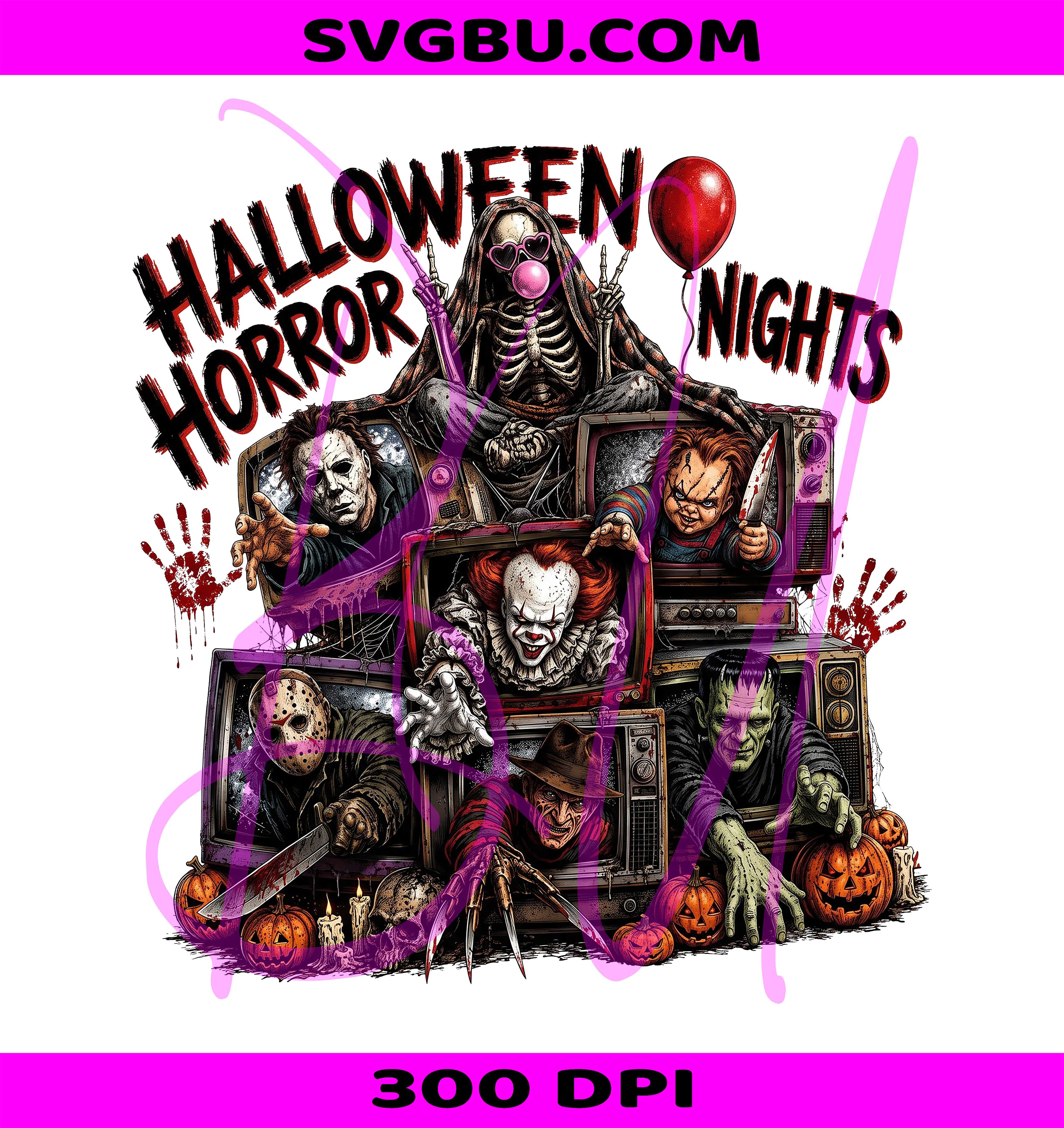 Halloween Horror Nights PNG, Retro Spooky Season PNG, Scary Movies PNG