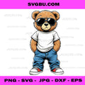 Cool Teddy Bear Graphic PNG, Cartoon Bear Digital Design