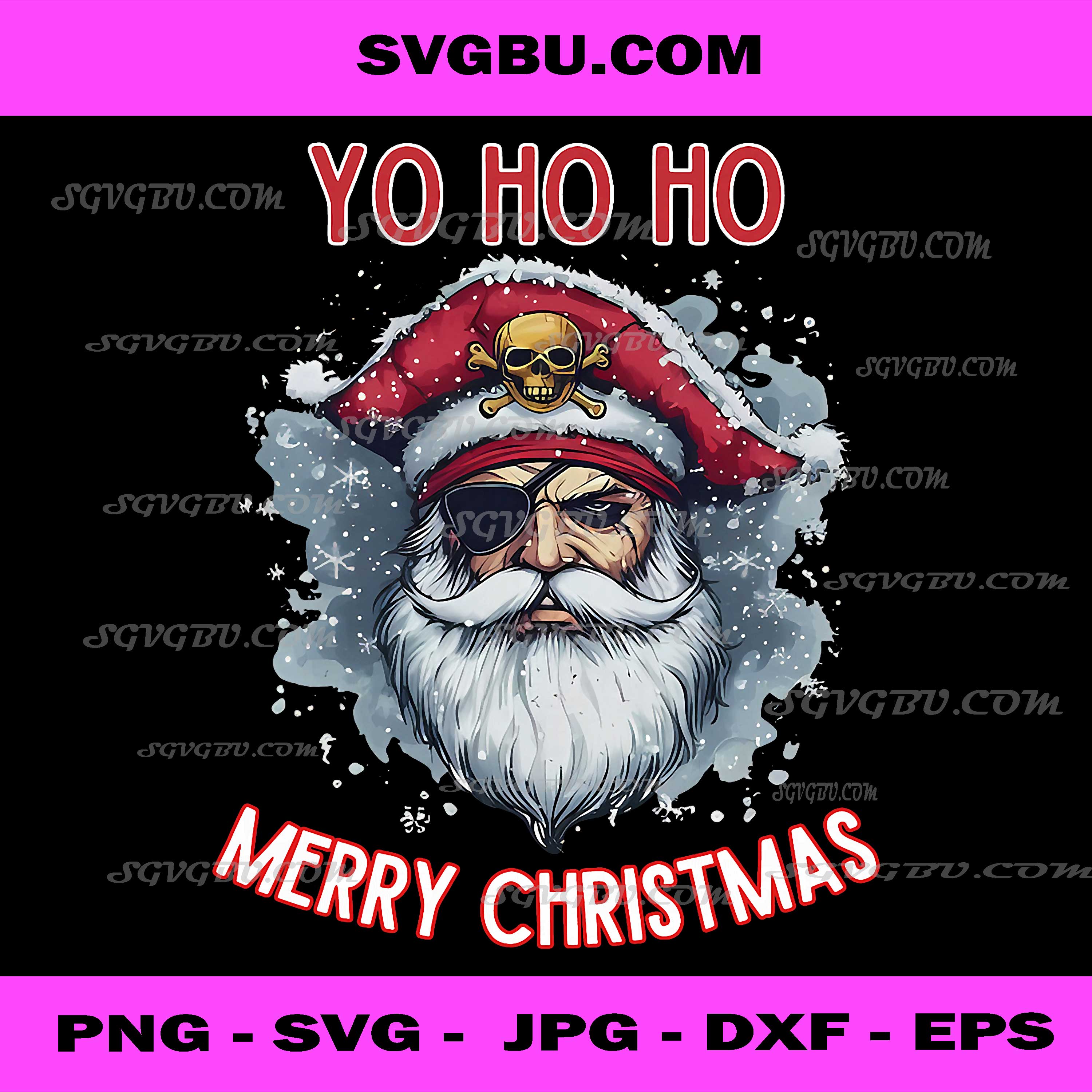 Yo Ho Ho Pirate Santa PNG, Funny Merry Christmas PNG