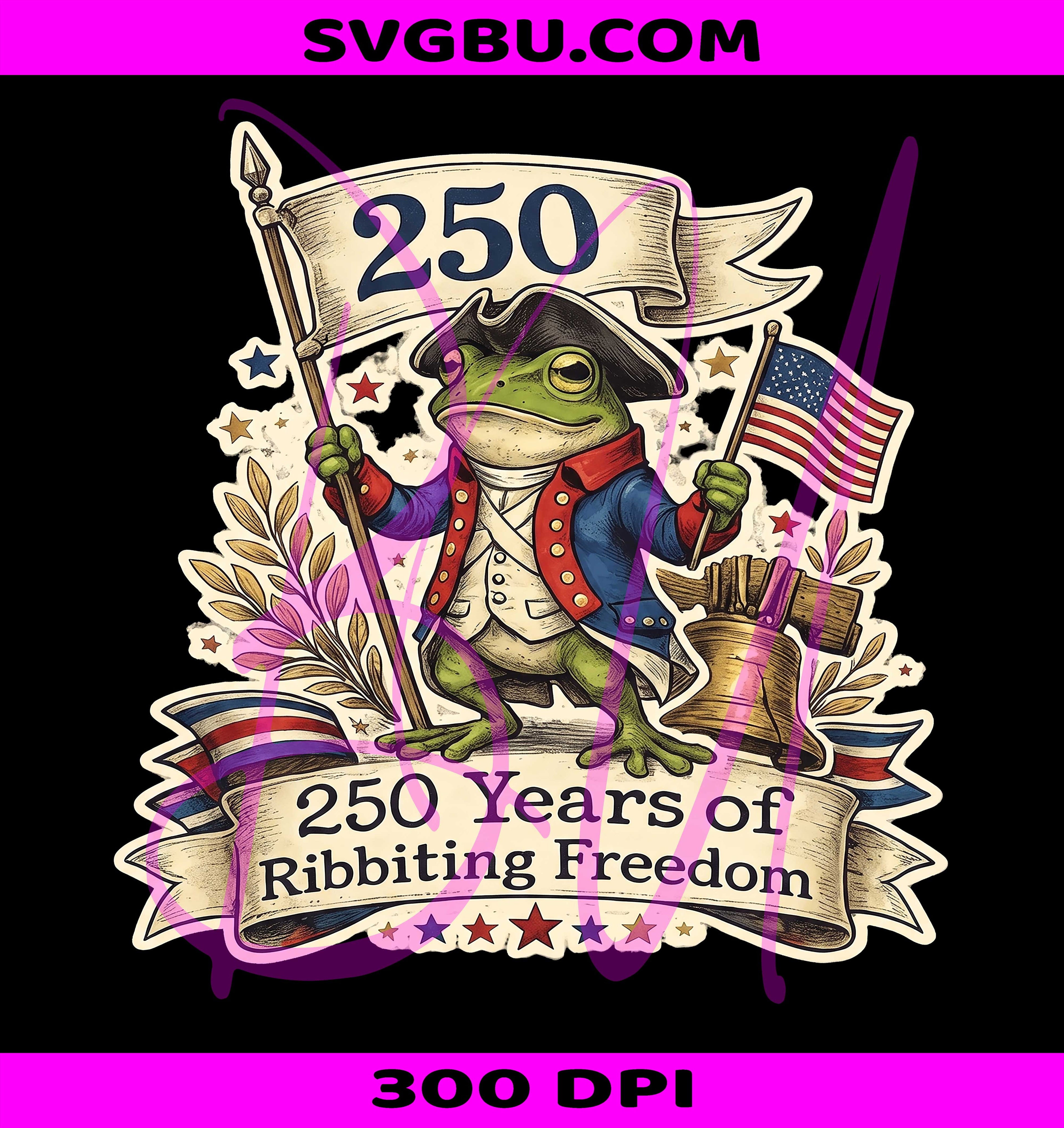 Retro American 250th Anniversary PNG, Funny Frog Retro Tee PNG, USA Independence Day PNG