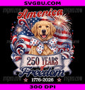 Golden Retriever Dog 250th America PNG, Patriotic USA 4th PNG