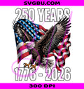 America 250 Years 1776 2026 PNG, Patriotic US Flag Eagle PNG