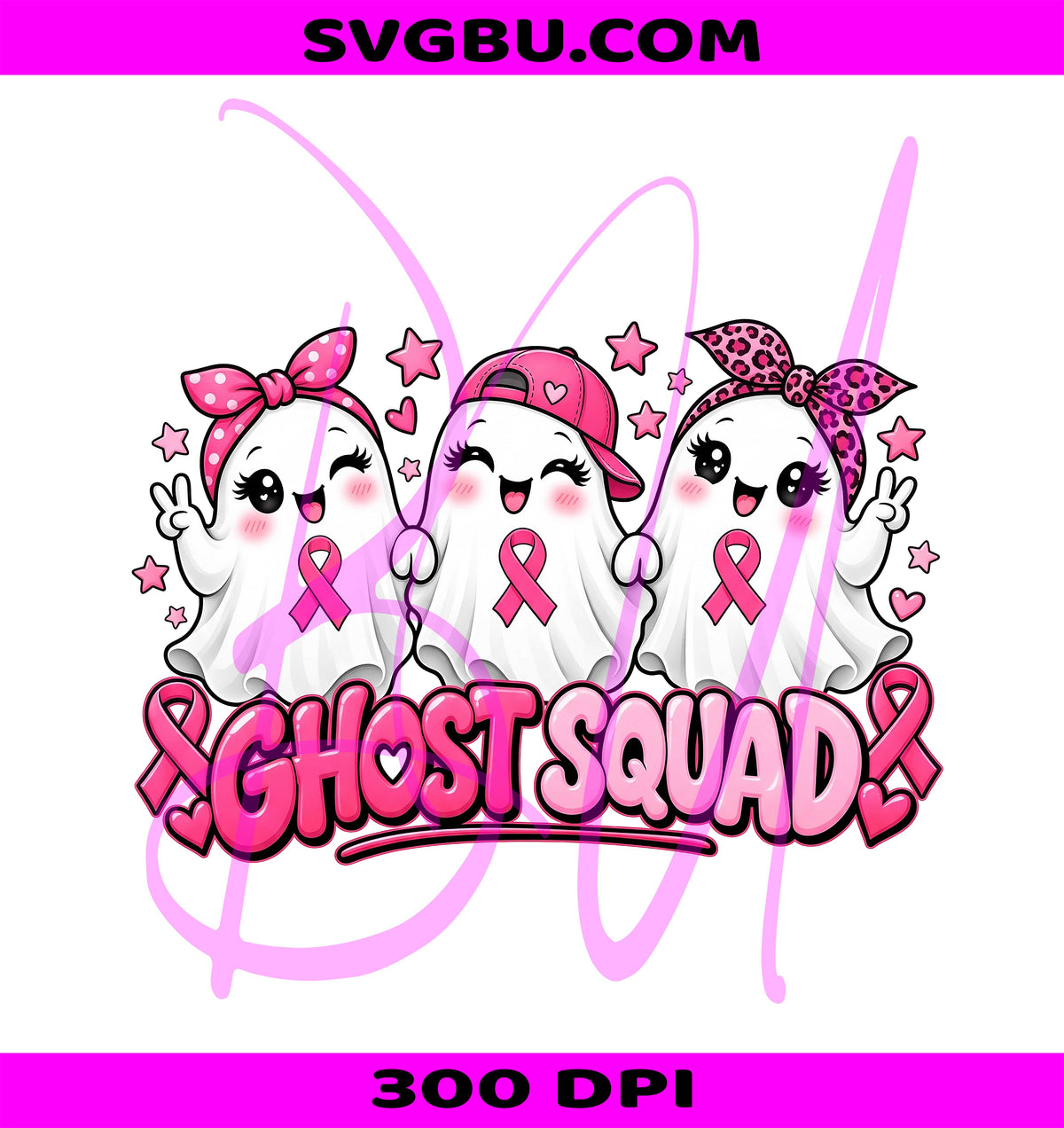 Pink Ghost Squad PNG, Breast Cancer PNG, Cute Ghost PNG
