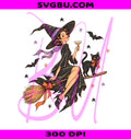 Vintage Witch And Cat PNG, Retro Witchy Salem PNG, Spooky Pumpkin Graphic PNG