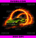 Green Exotic Car Fire Racing PNG, Car Turbo Race Kids Boys PNG