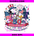 United States Of America PNG, 250th Anniversary PNG, Patriotic Snoopy PNG