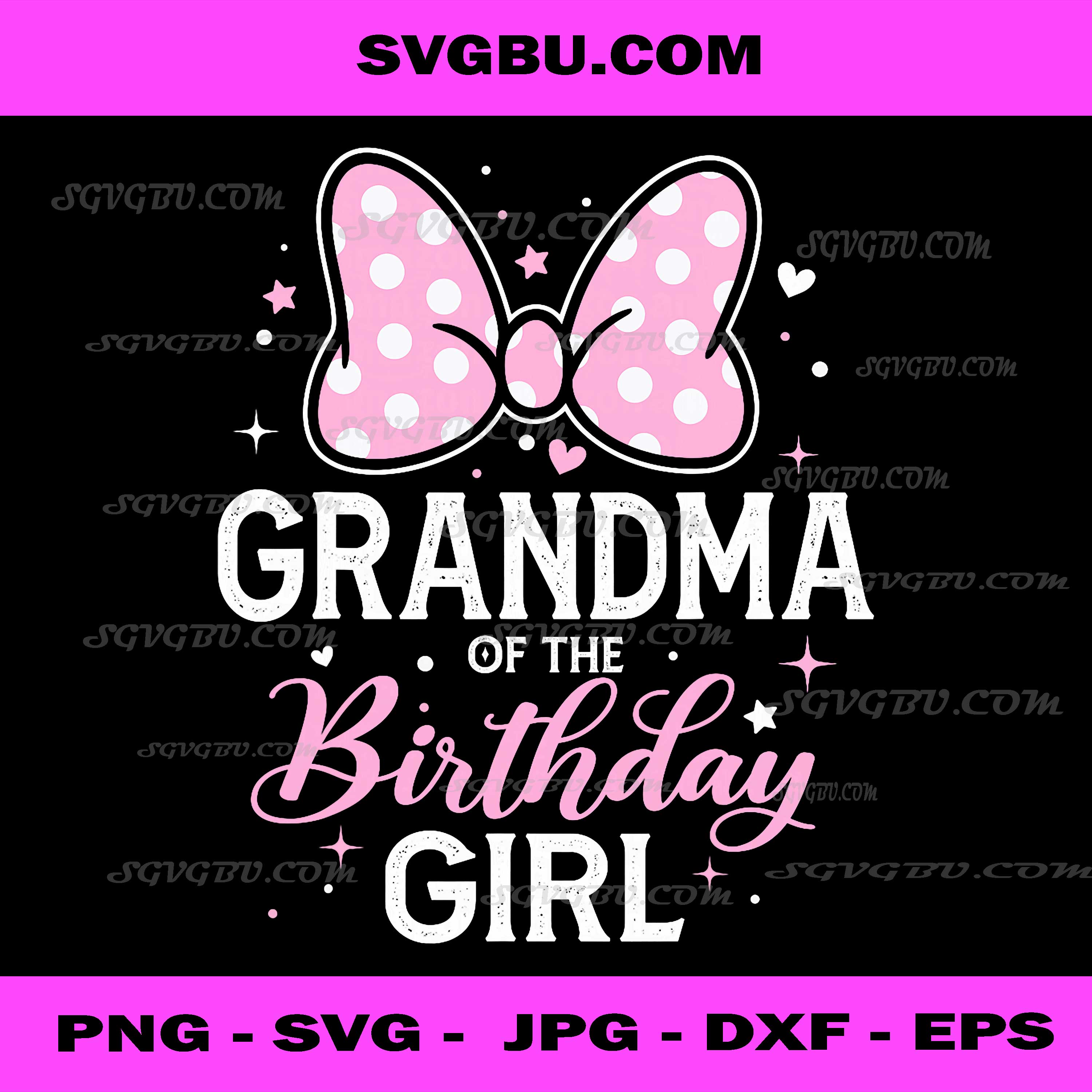 Grandma Of The Birthday Girl PNG, Pink Polka Dot Bow PNG, Party Art PNG