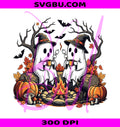 Retro Cute Ghost PNG, Fall Camping Boo Ghosts PNG, Autumn Floral PNG