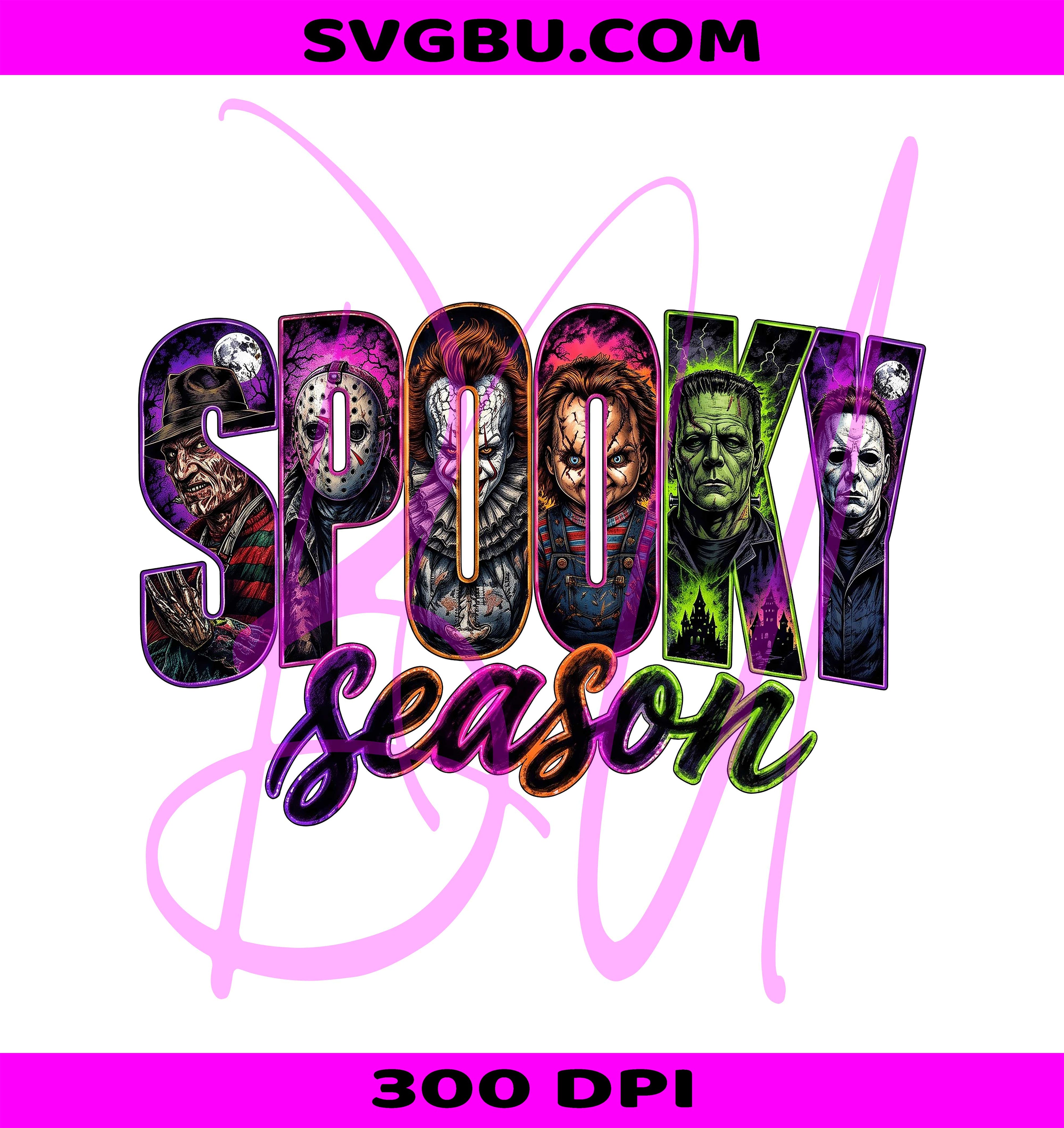 Halloween Neon PNG, Horror Characters PNG, Retro Horror Killers PNG