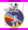 Astronaut Sitting On NASA Logo PNG, Vintage Space Design PNG