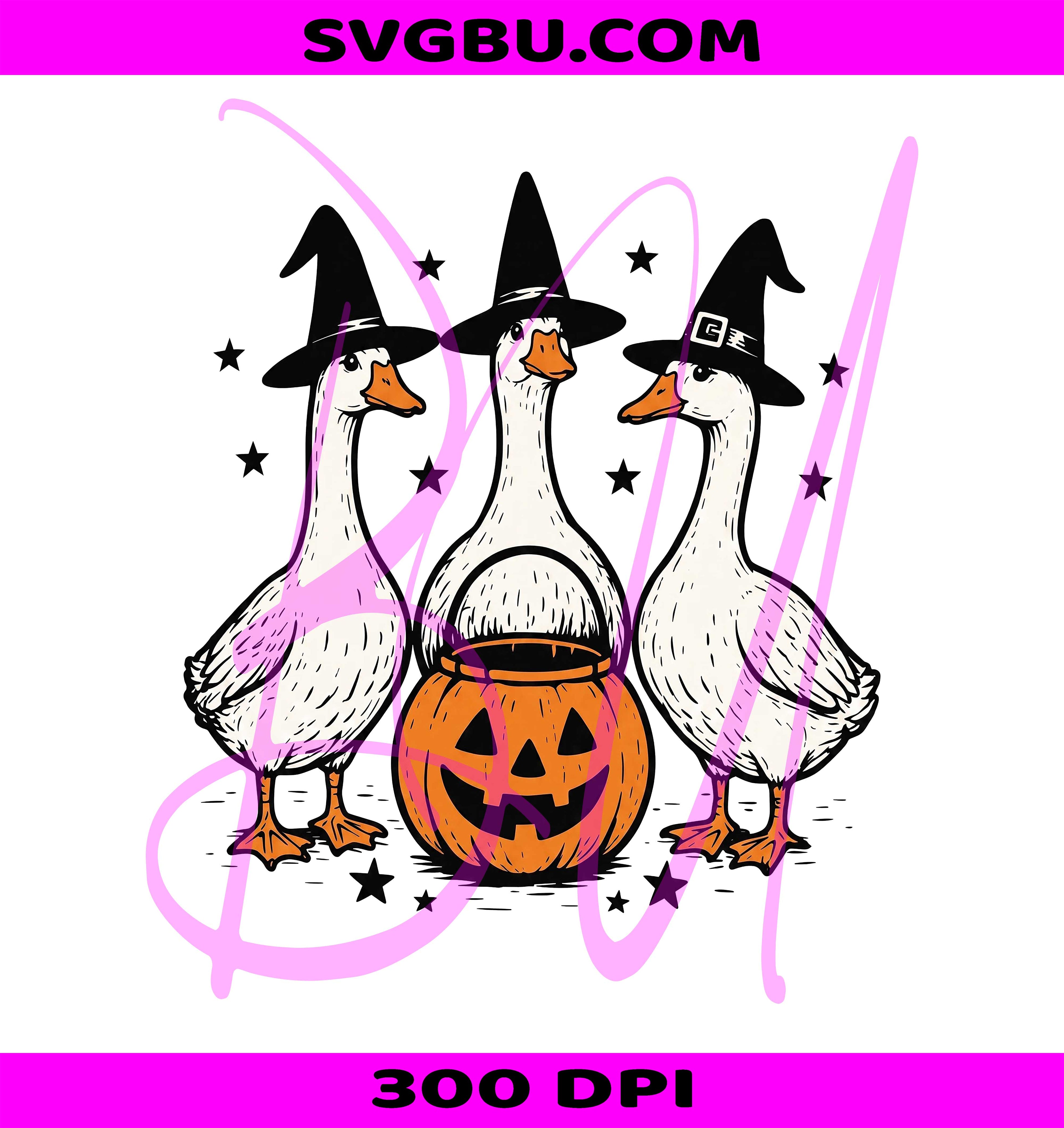 Spooky Goose PNG, Chick Or Treat PNG, Halloween Pumpkin Goose PNG