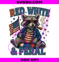 Red White And Feral PNG, Funny Raccoon PNG, Patriotic USA PNG