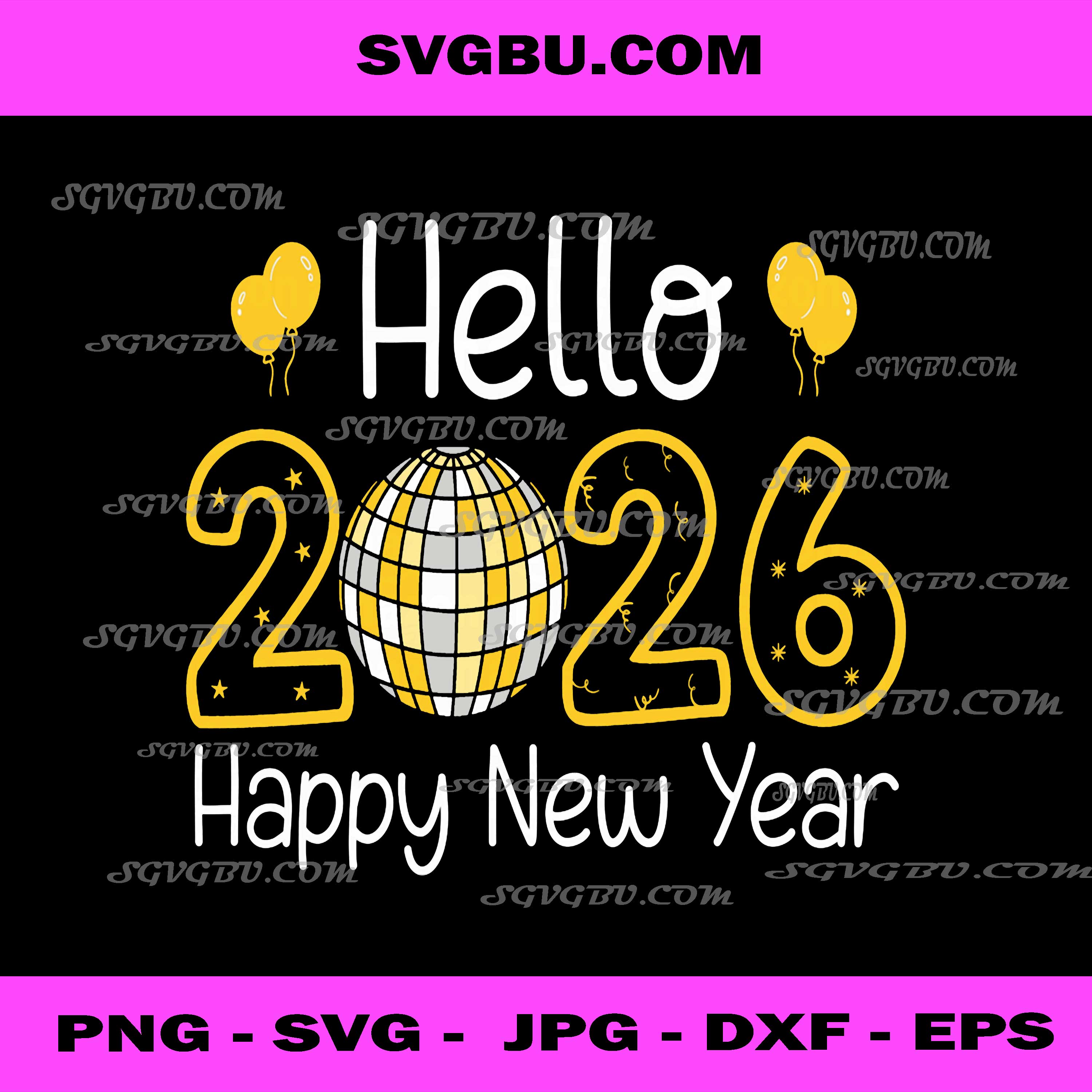 Hello 2026 Happy New Year PNG, Family Matching Party PNG