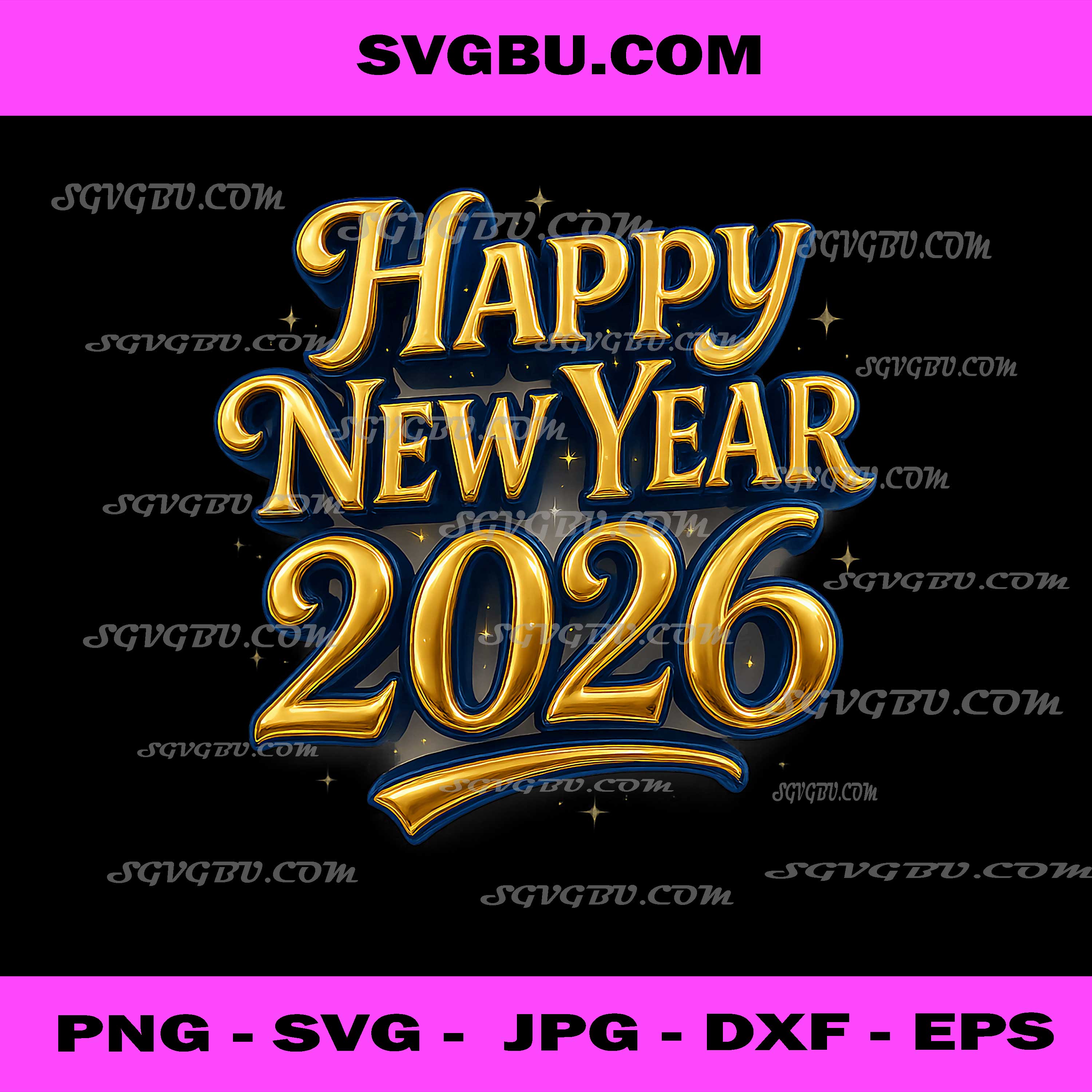 Happy New Year Party 2026, Luxury Gold Lettering PNG Design 
