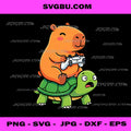 Funny Capybara Riding Turtle Gamer PNG, Cute Animal Gaming PNG