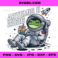 Artemis II 2026 Astronaut Frog PNG, Cute Space Frog Boba Tea Design