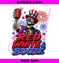 4th of July Skeleton PNG, Red White Booze PNG Graphic 