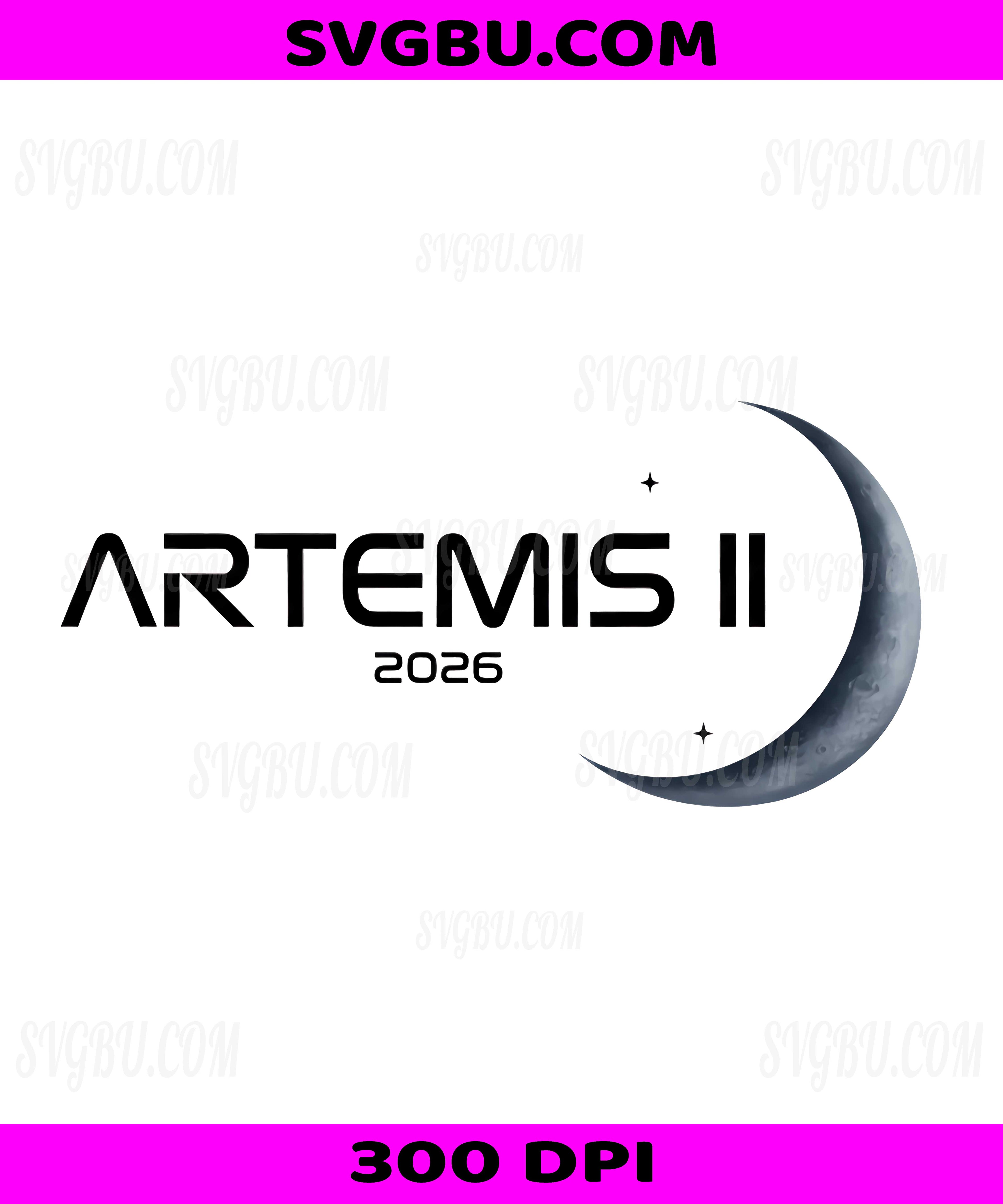 Artemis II 2026 PNG, NASA Moon Mission Minimalist Logo Space Design