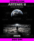 Artemis Astronaut Mission To The Moon 2026 PNG, Rocket Space Retro Design