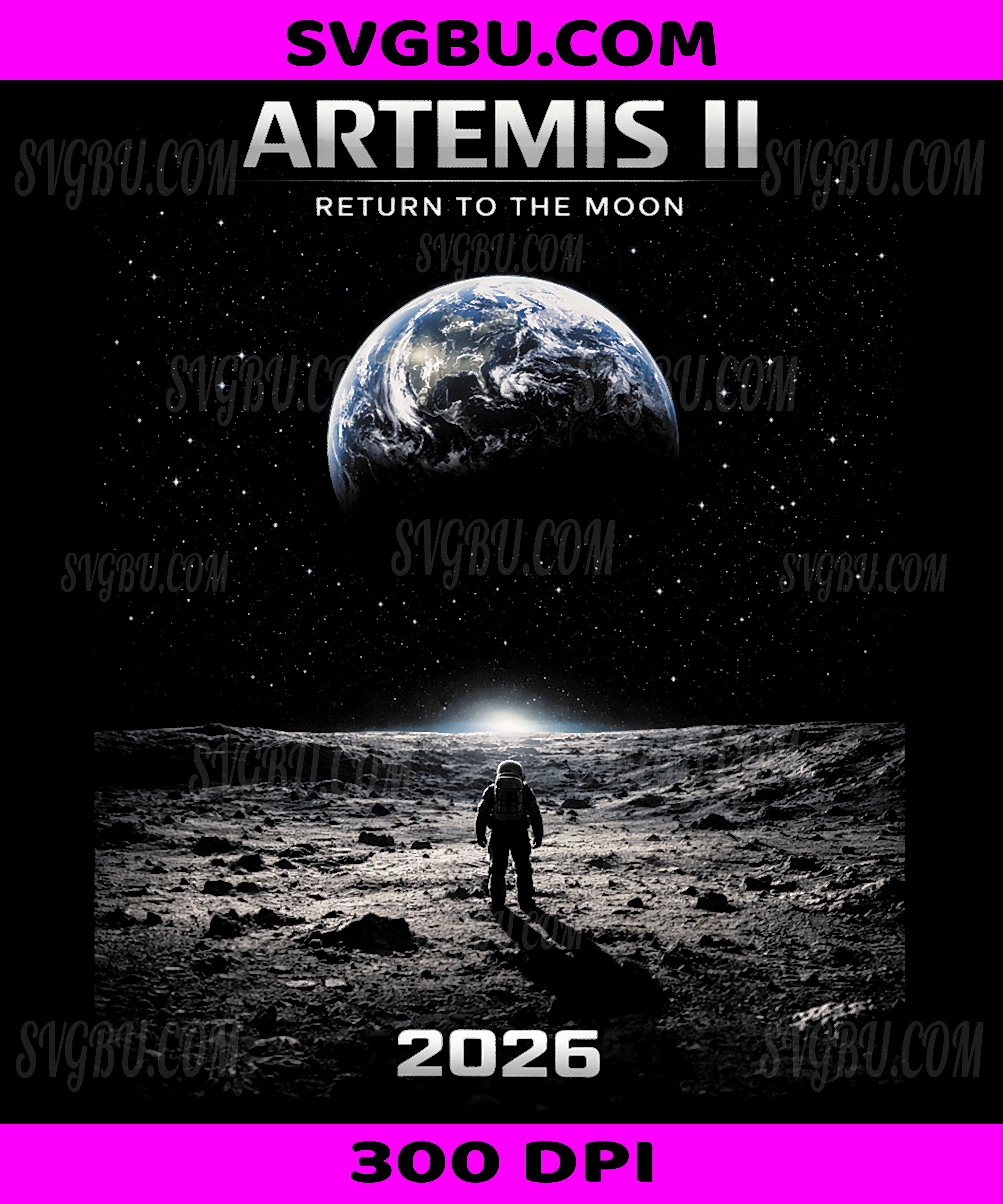 Artemis Astronaut Mission To The Moon 2026 PNG, Rocket Space Retro Design