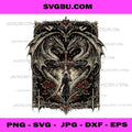 Gothic Dragon Heart Art PNG, Dark Fantasy Lovers PNG, Twin Dragon Romance PNG