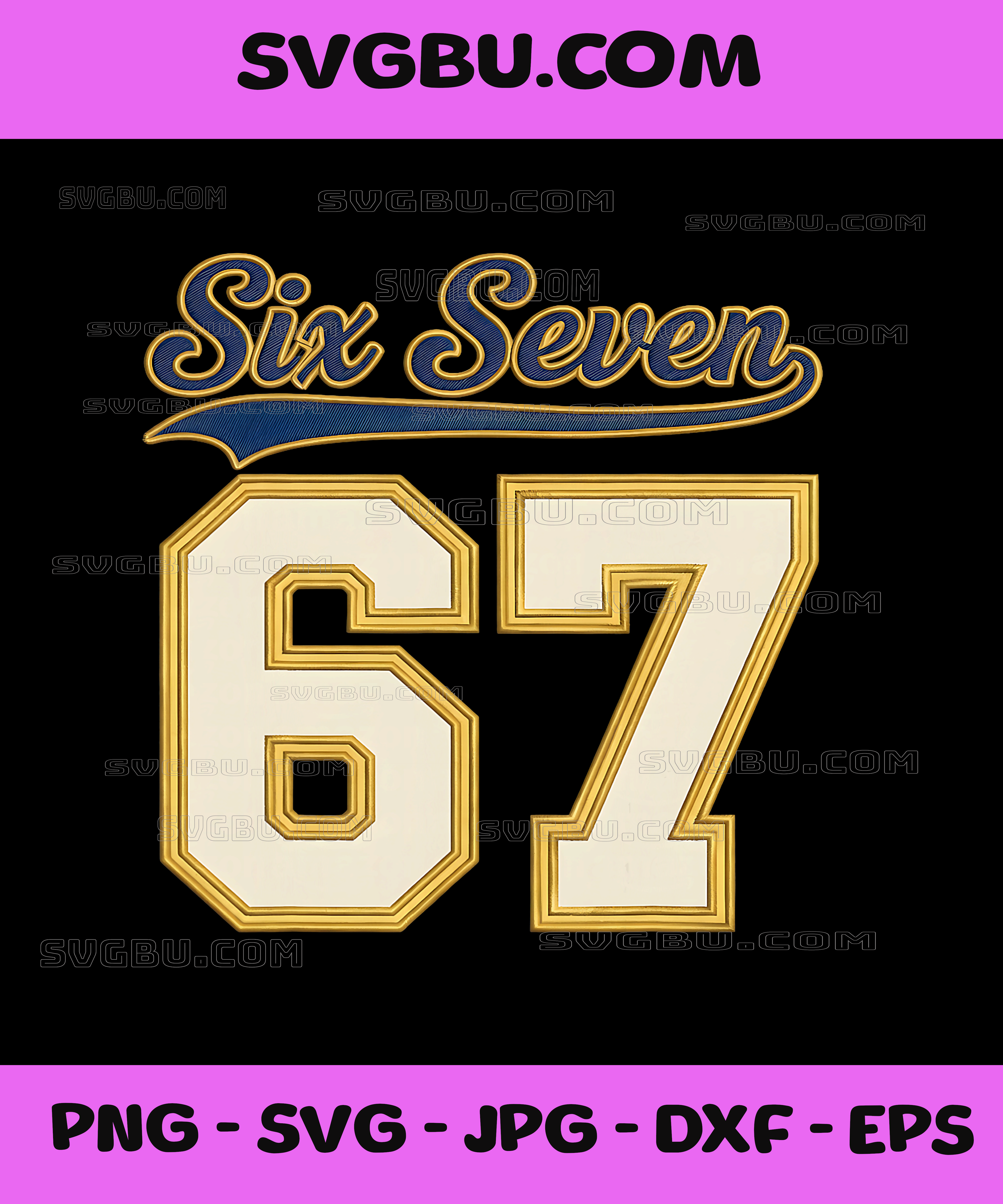 Number 67 Numbered Six Seven PNG, Baseball Jersey Style Team 67 PNG