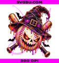 Halloween Baseball PNG, Witch Baseball PNG, Spooky Bat Witch Hat PNG