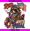 Red White And Feral PNG, Hotdog Raccoon PNG, Patriotic USA PNG