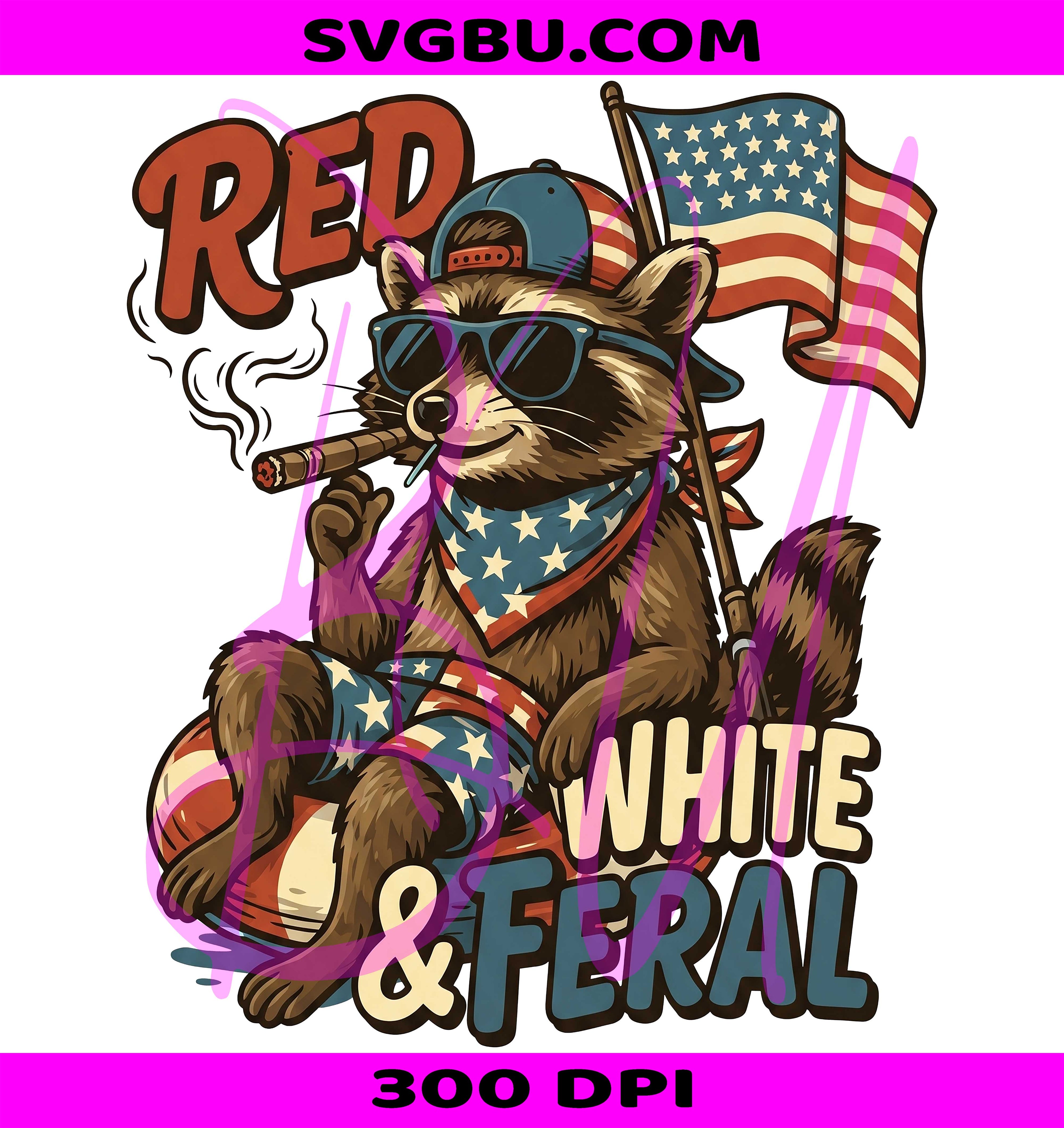 Red White And Feral PNG, Hotdog Raccoon PNG, Patriotic USA PNG