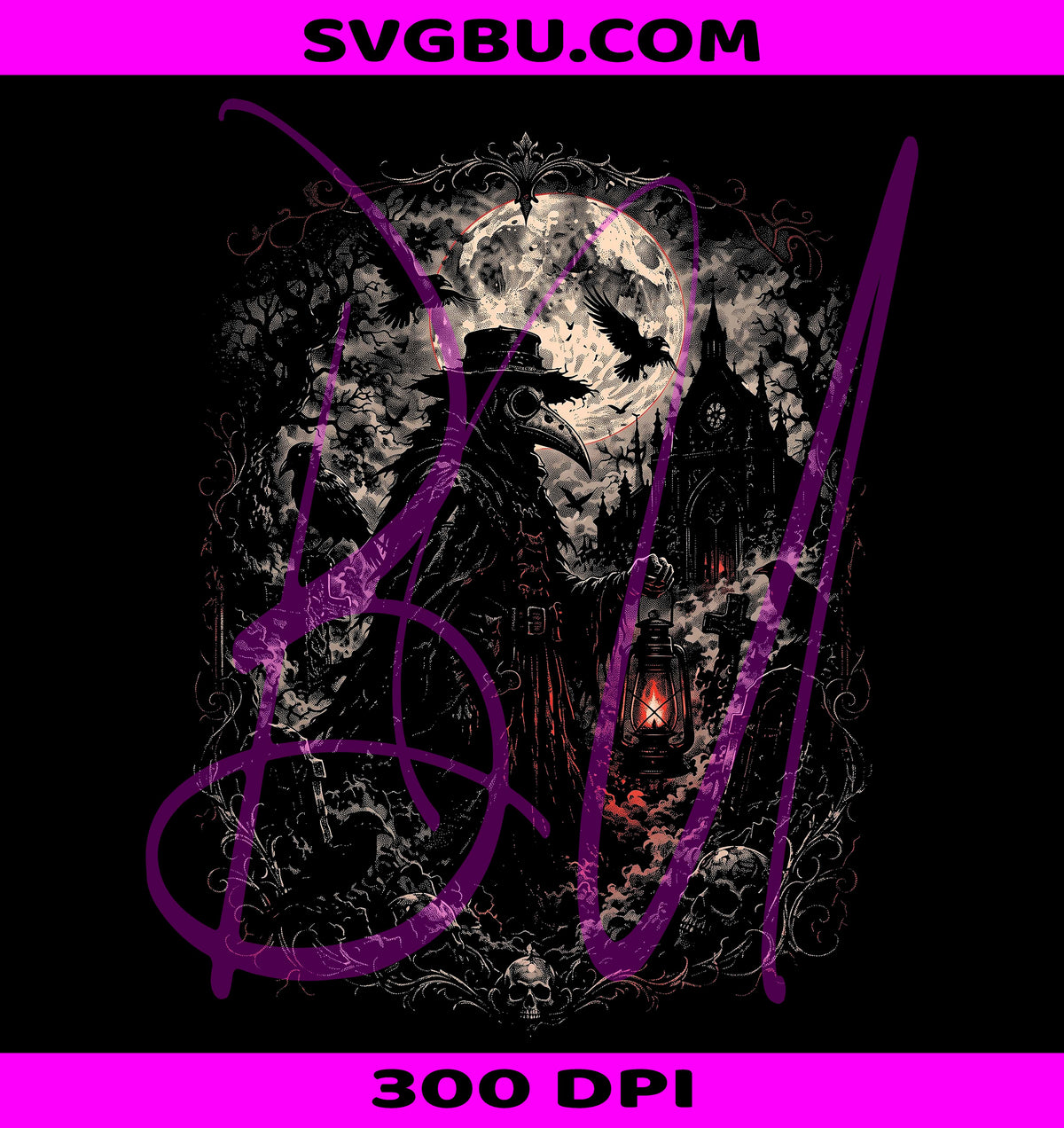 Plague Doctor PNG, Gothic Halloween PNG, Dark Raven Moon PNG