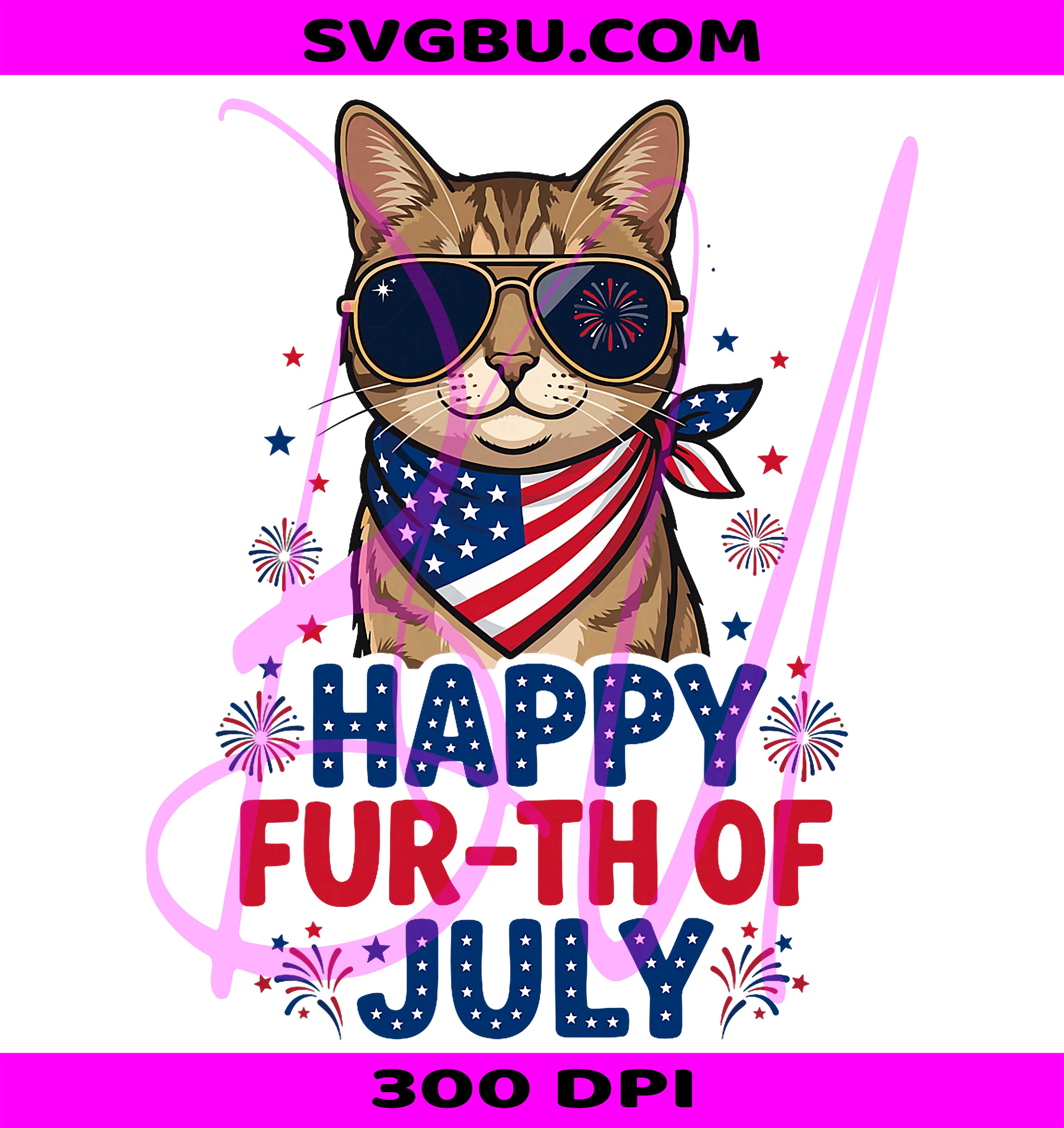 Happy Fur-th Of July PNG, Funny Cat 4th Of July PNG, Patriotic Cat PNG