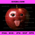 Funny Silly AI Apple Meme PNG, Gen Z Brain Rot Humor Design