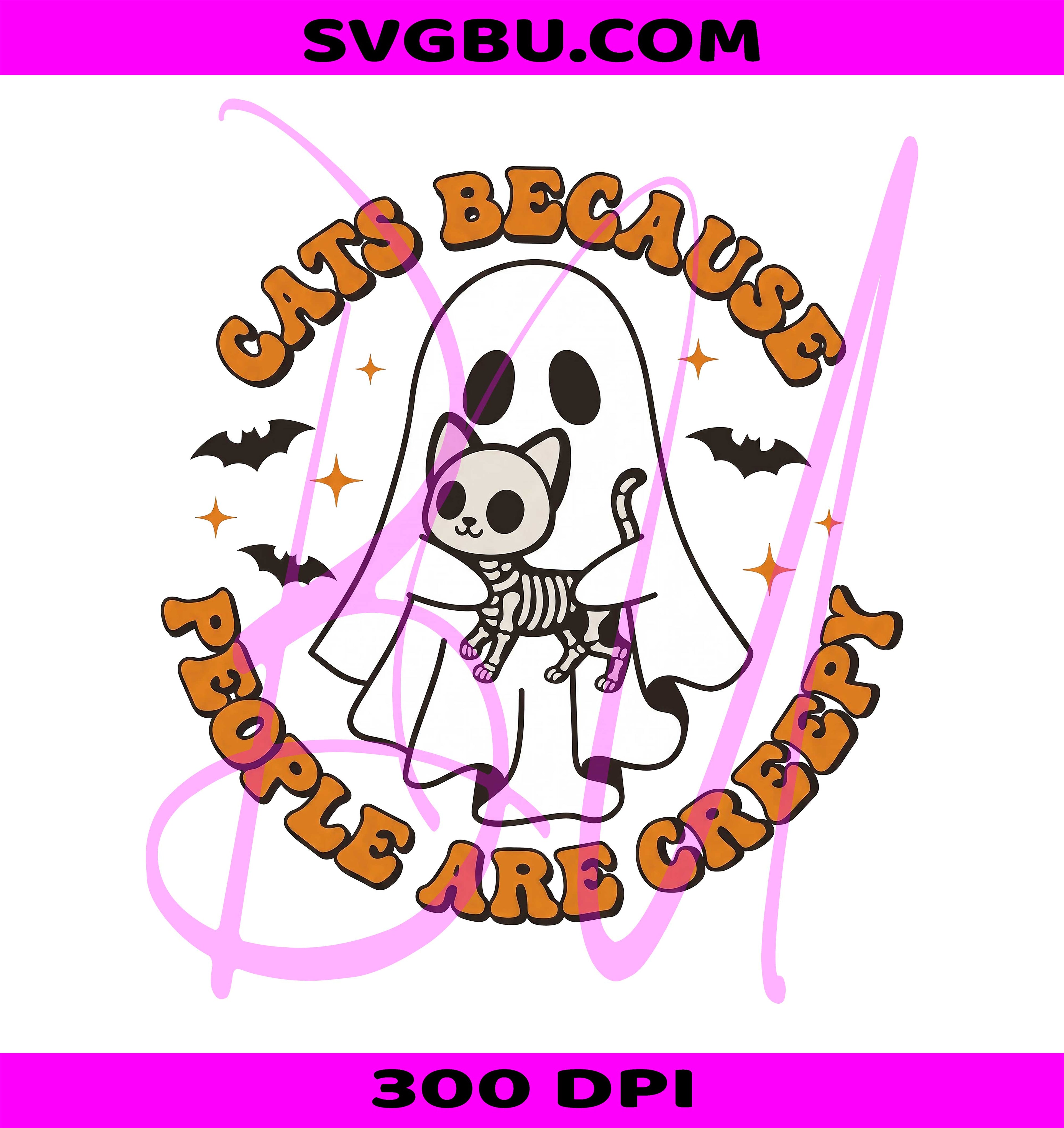 Retro Halloween Cat PNG, People Are Creepy PNG, Cute Ghost Cat PNG