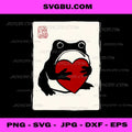 Frog Holding Red Heart PNG, Cute Japanese Toad PNG, Valentines Art PNG