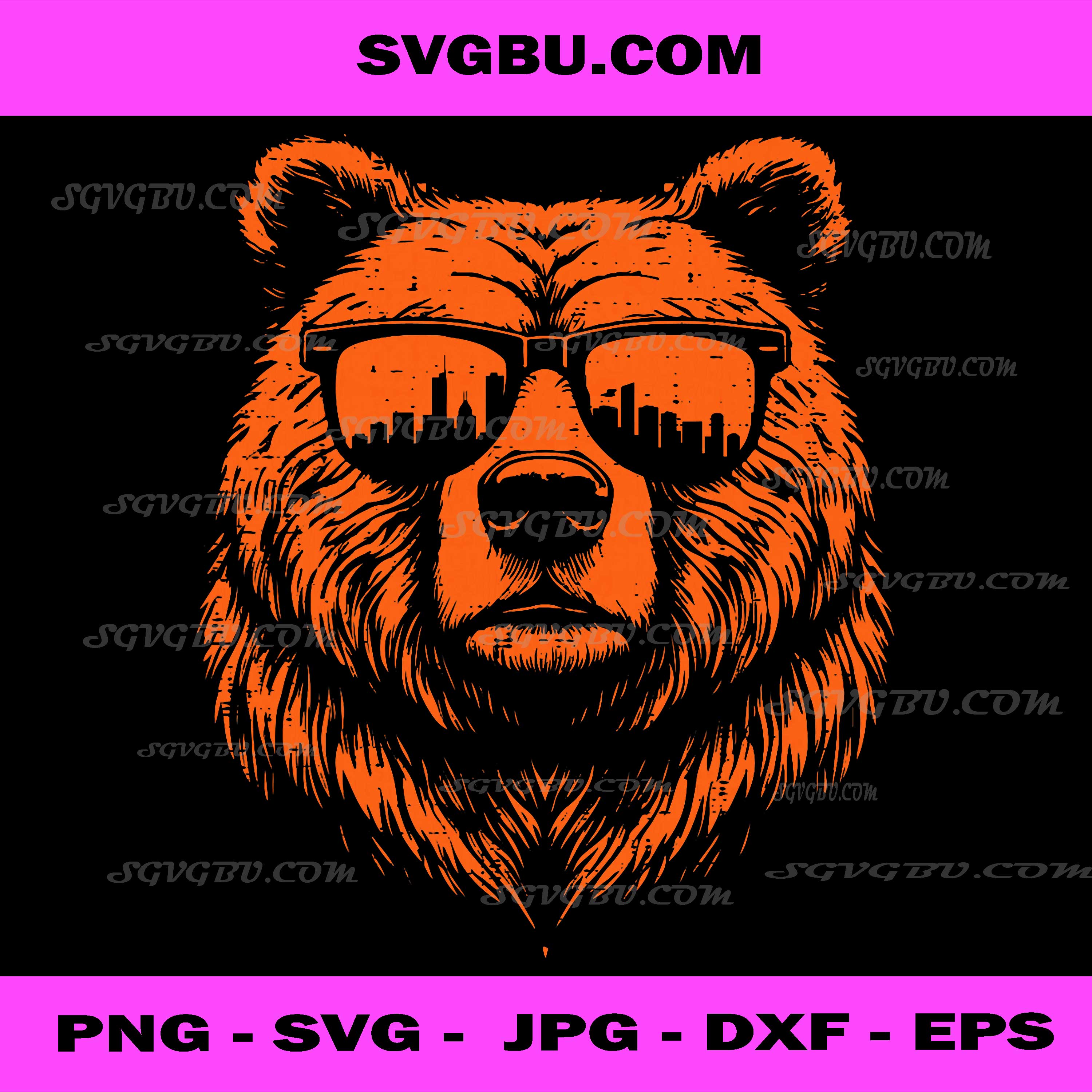 Bear Sunglasses PNG, Funny Bear Wearing Sunglasses Illustration