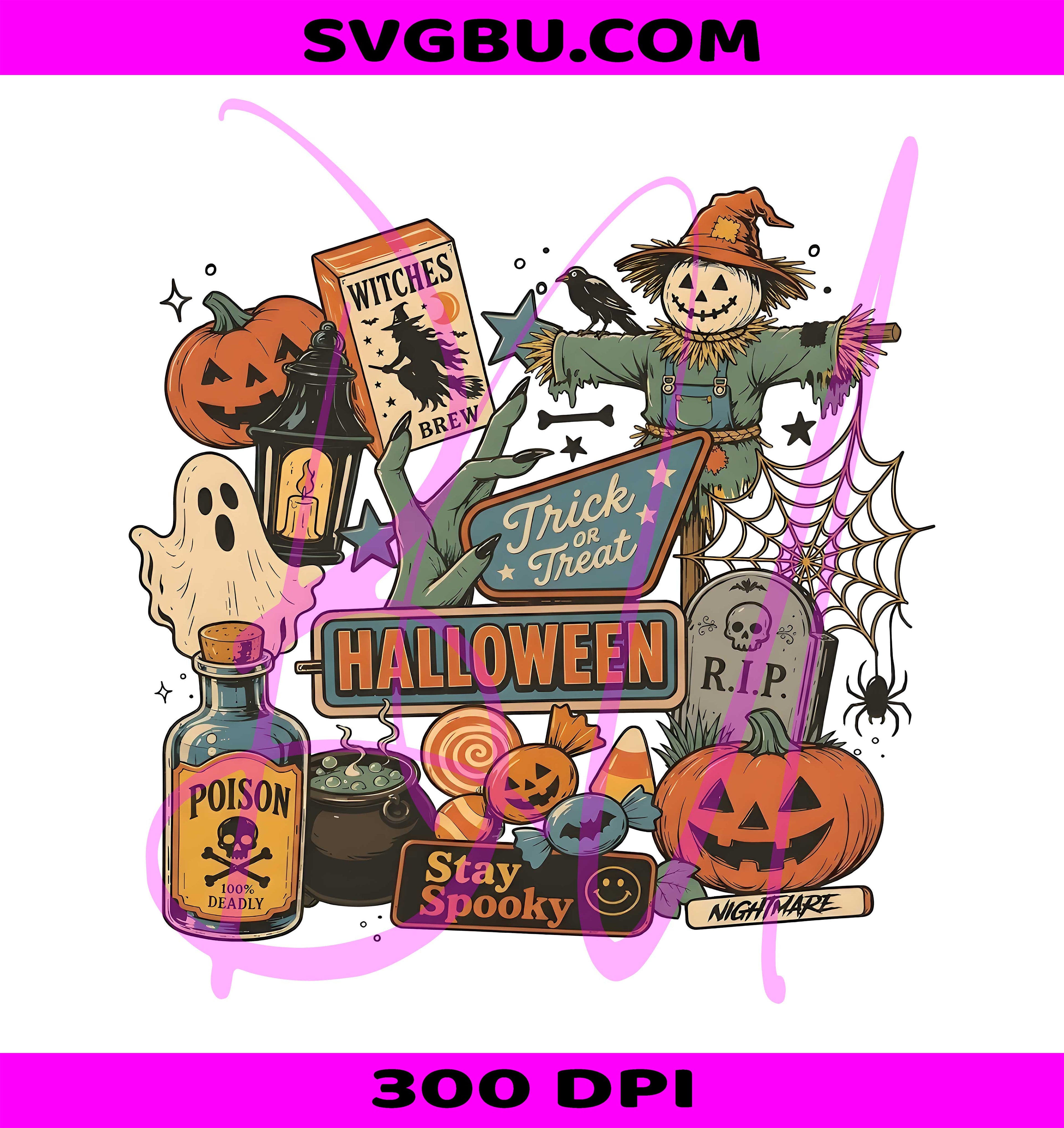 Retro Halloween Collage PNG, Treaty Oak PNG, Spooky Scarecrow PNG