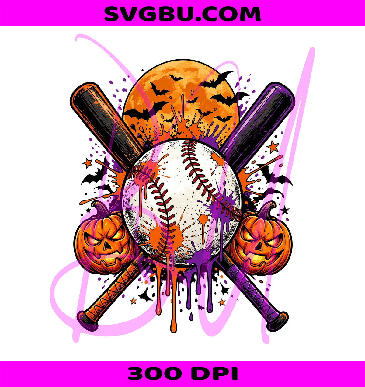 Horror Baseball PNG, Halloween Bat Pumpkin PNG, Spooky Sports PNG