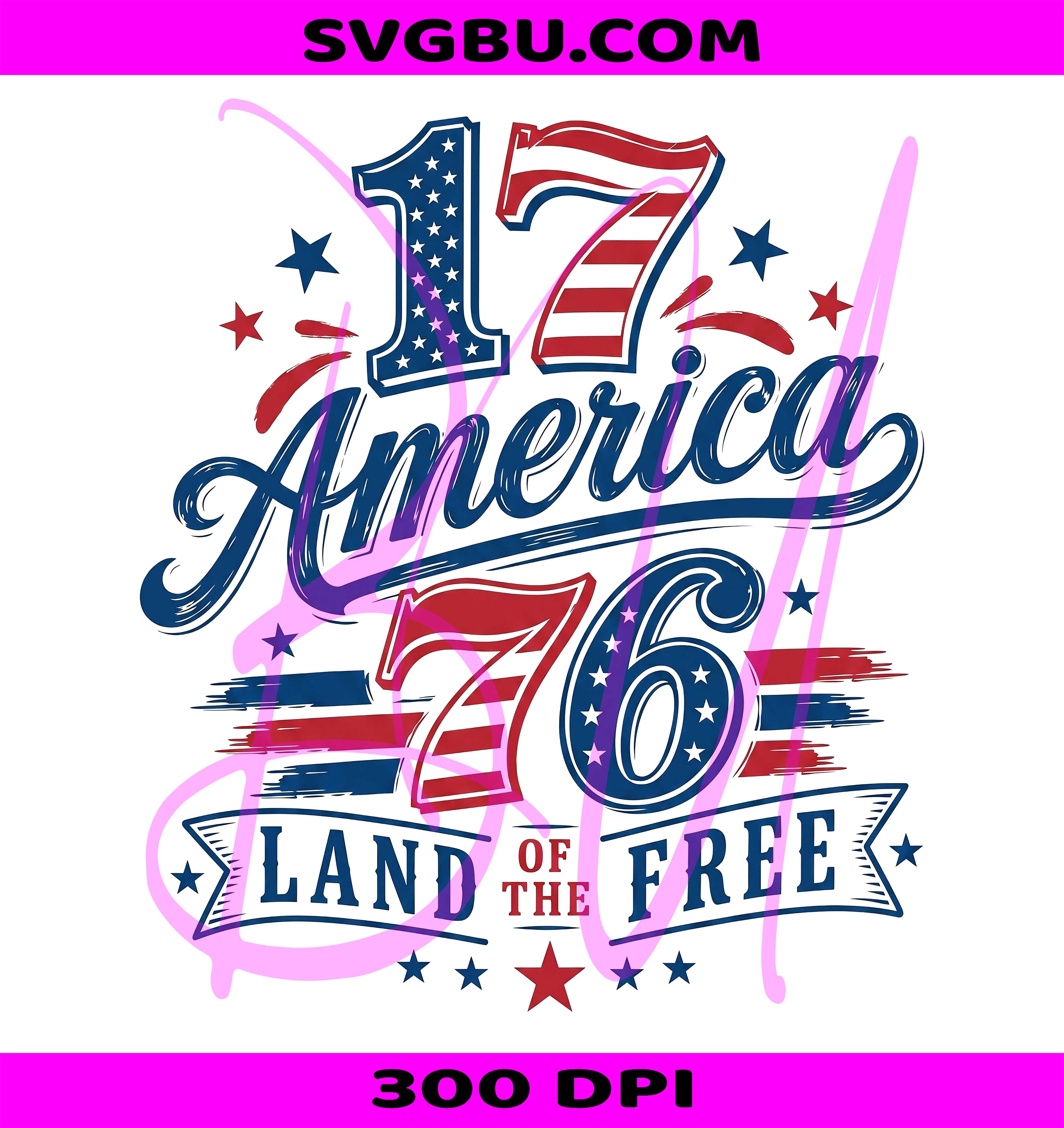 Vintage America 1776 PNG, Land Of The Free PNG, Patriotic USA Tee PNG