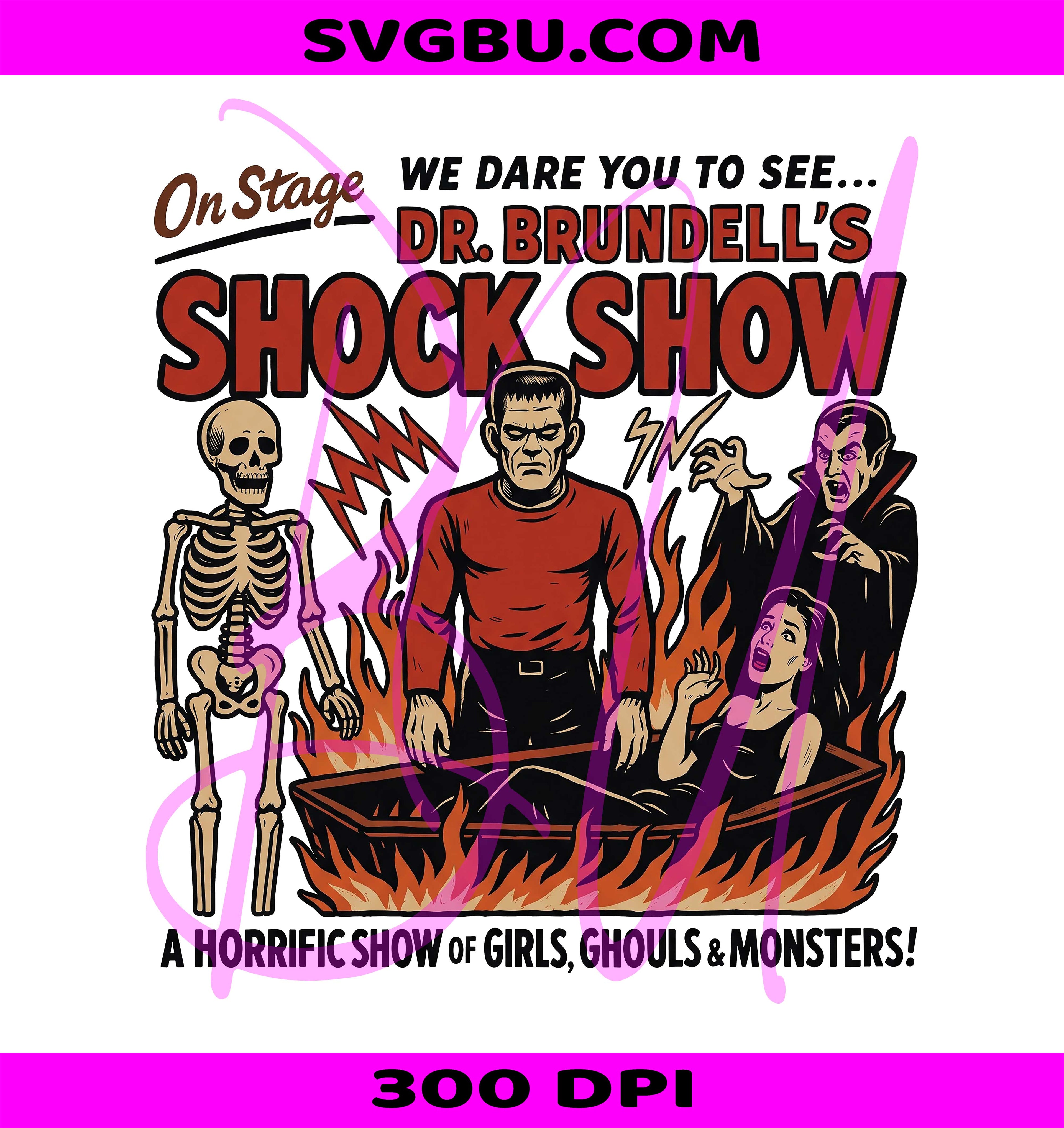 Shock Show PNG, Retro Halloween Monster PNG, Halloween Horror PNG