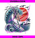 Surfing Skeleton PNG, Spooky Surfing PNG, Skeleton Wave Art PNG