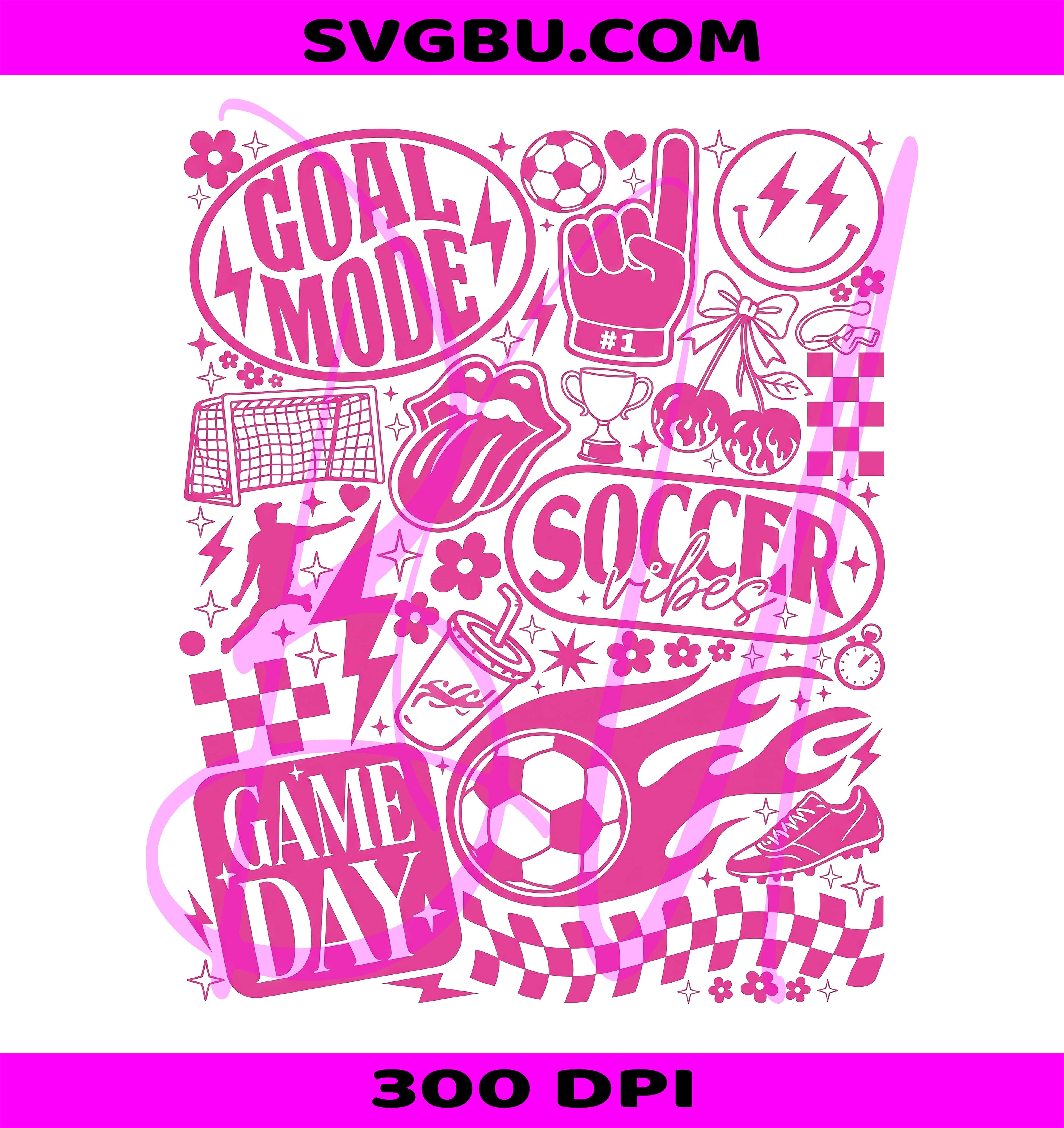 Soccer Vibes PNG, Goal Mode PNG, Pink Soccer Game Day PNG