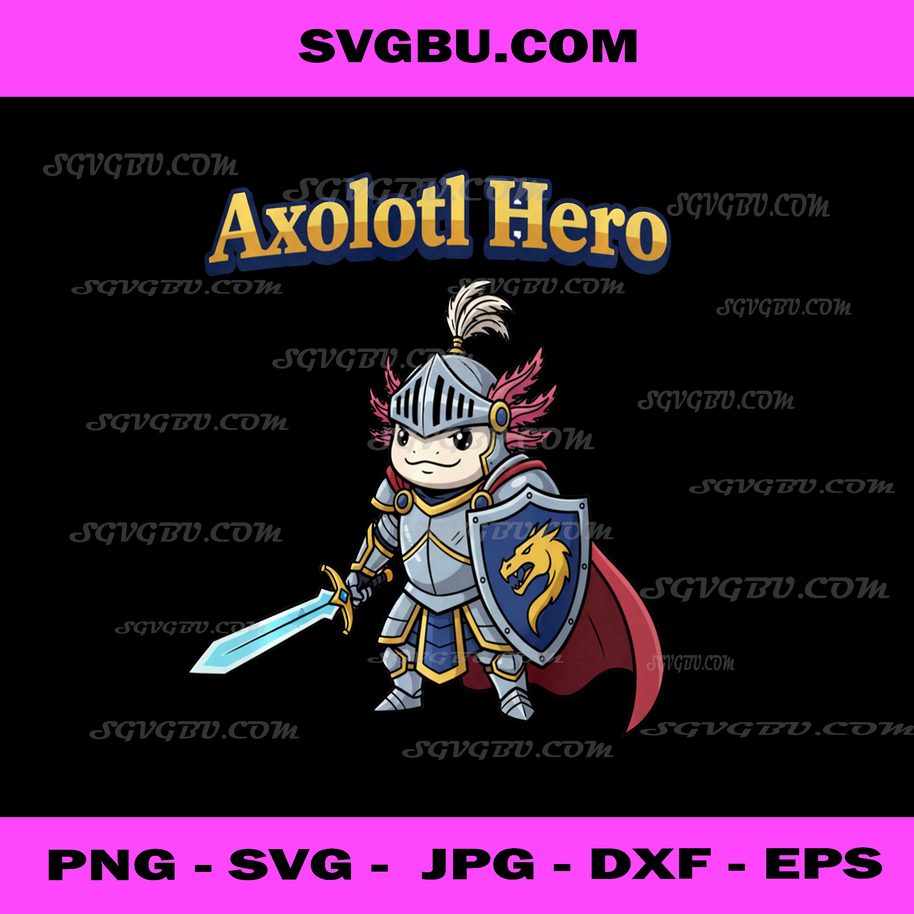 Cute Axolotl Salamander Hero Knight Meme PNG, Kawaii Fantasy PNG