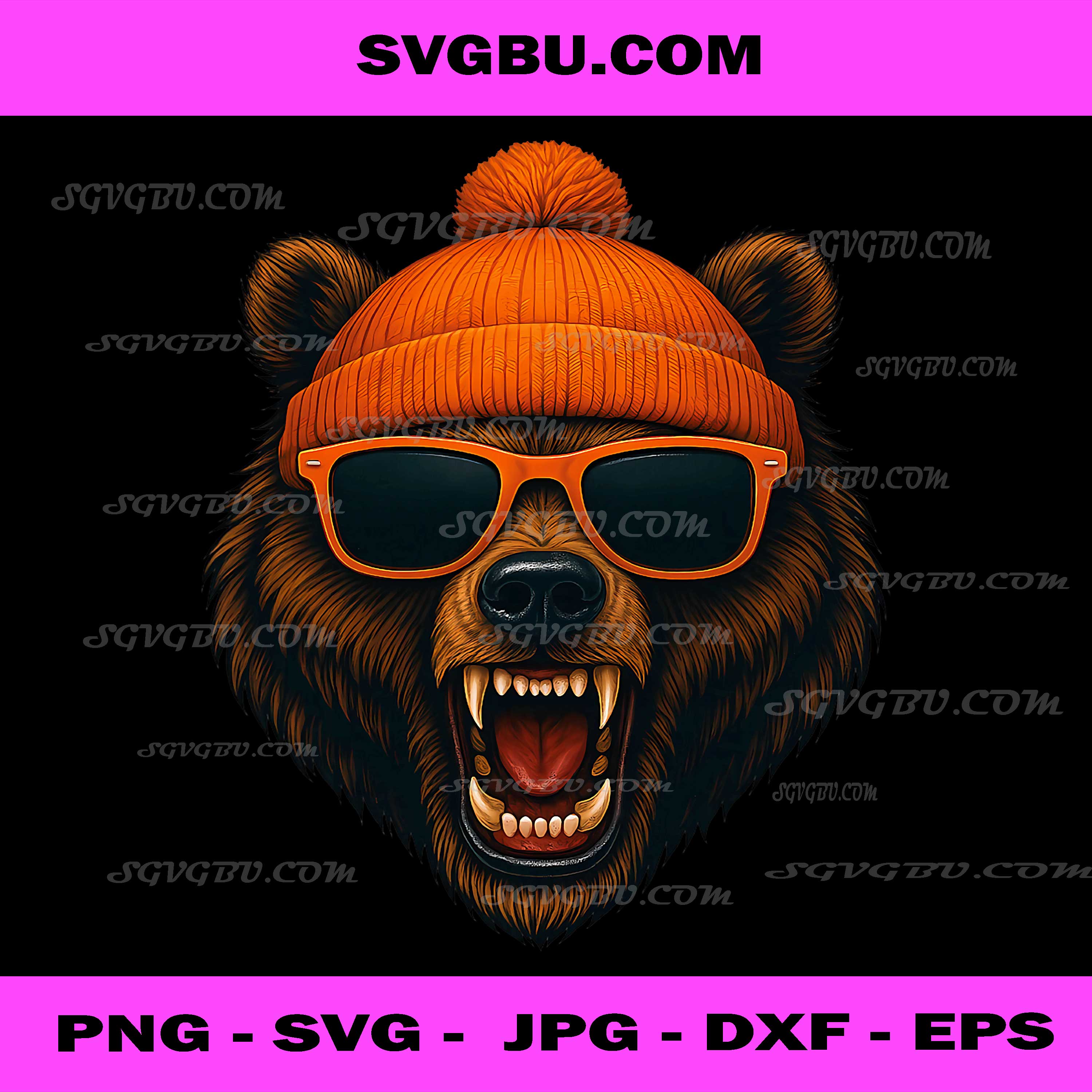 Bear with Sunglasses and Beanie PNG, Brown Bear Sunglasses PNG