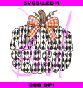 Pumpkin Season PNG, Checkered Fall PNG, Leopard Bow Pumpkin PNG